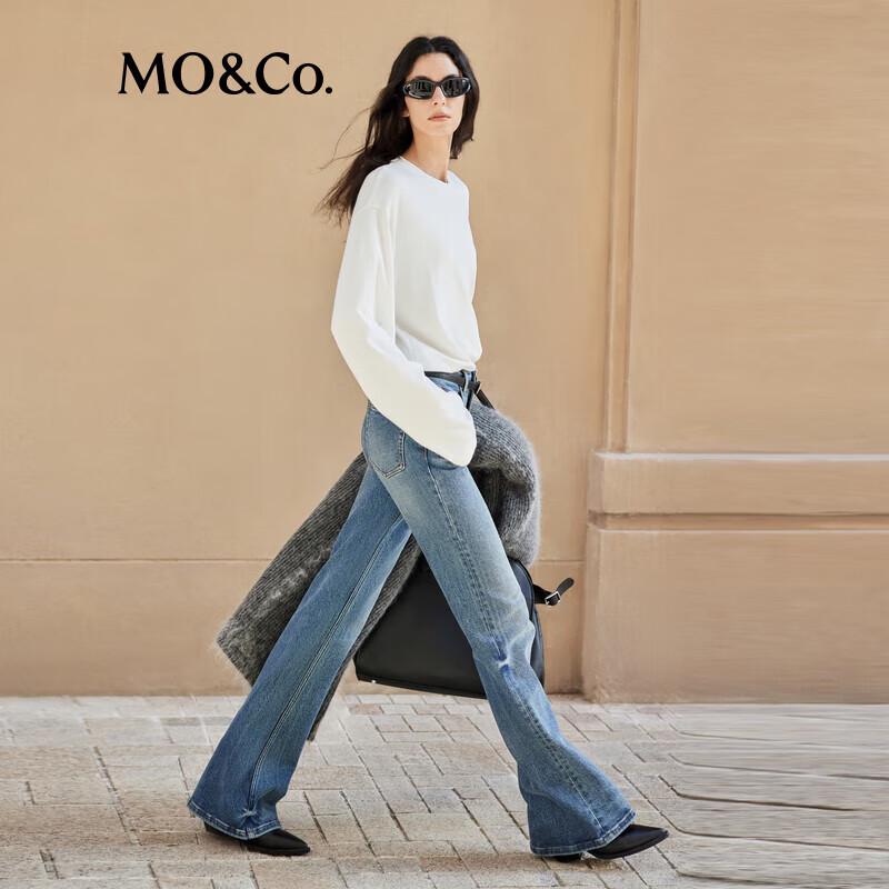 MO&Co. Cotton Hemp Speckled Print Long Sleeve T-shirt