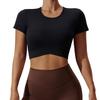 Womens Yoga T-Shirt Crop Top Short Sleeve High Stretch Breathable Fitness Workout Tee