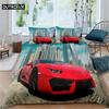 3D - Printed Luxury Sports Car Duvet Cover Set Fits Double, Queen & King Beds, Ideal for Adults & Boys, Home Textile
