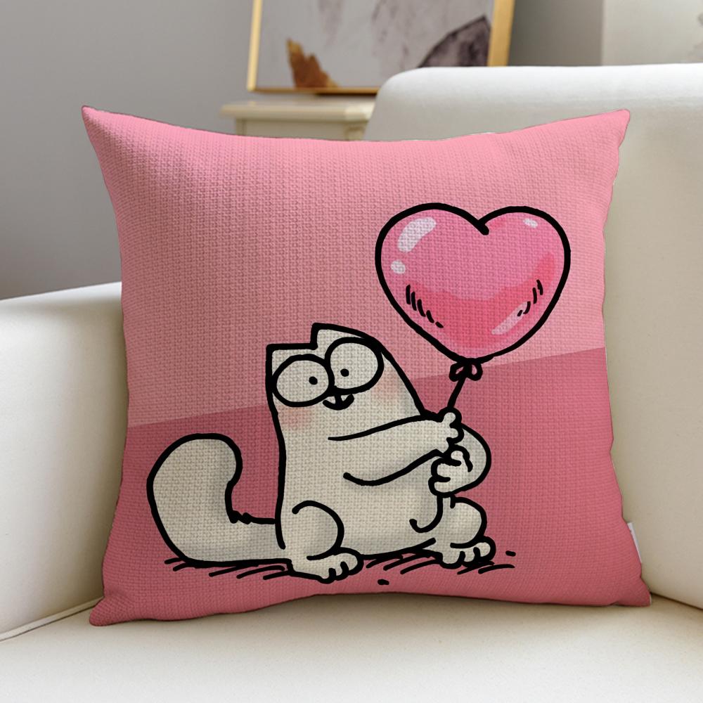 Funny SSimons CatS Cushion Cover Breathable and skinfriendly linen pillowcase square removable and washable cushion