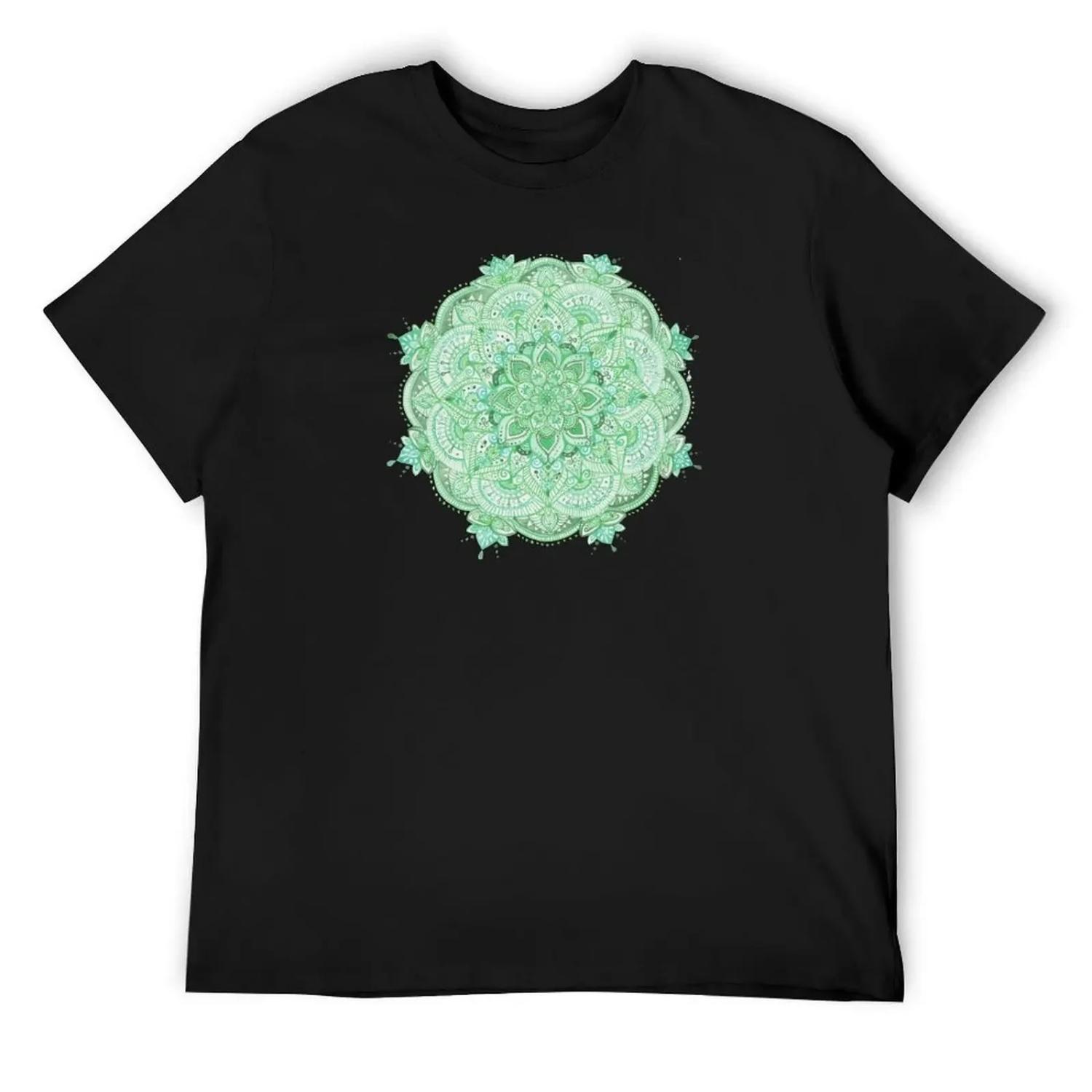

Watercolour Mandala Green T-Shirt Clothing designer shirts Short sleeve tee anime shirts men XXXXXL чорний