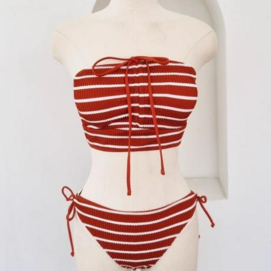 Thailand 2025 Stylish Retro Striped Bikini - Women's Sexy, Brightening, Pure Desire Vacation Swimwear