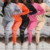 Women Sweatshirt Trousers Set 2 Pcs/Set Autumn Top Pants Solid Color O Neck Zipper Decor Long Sleeves Lady Tracksuit Soft Warm Hollow Out Elastic