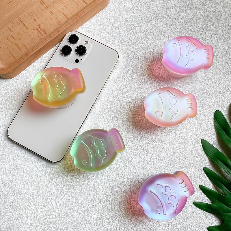Mobile Airbag Holder Korean Ins Niche 3D Laser Small Fish Cute Colorful Retractable Ring Buckle