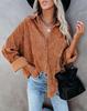 2026 Spring/Autumn Women's Oversized Loose Corduroy Shirt - European and American Style