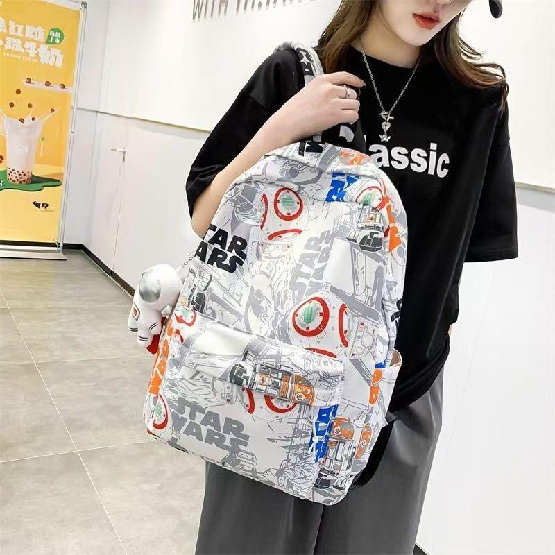 Schoolbag men's ins tide backpack Japanese Harajuku style personality graffiti college student schoolbag simple versatile backpack women