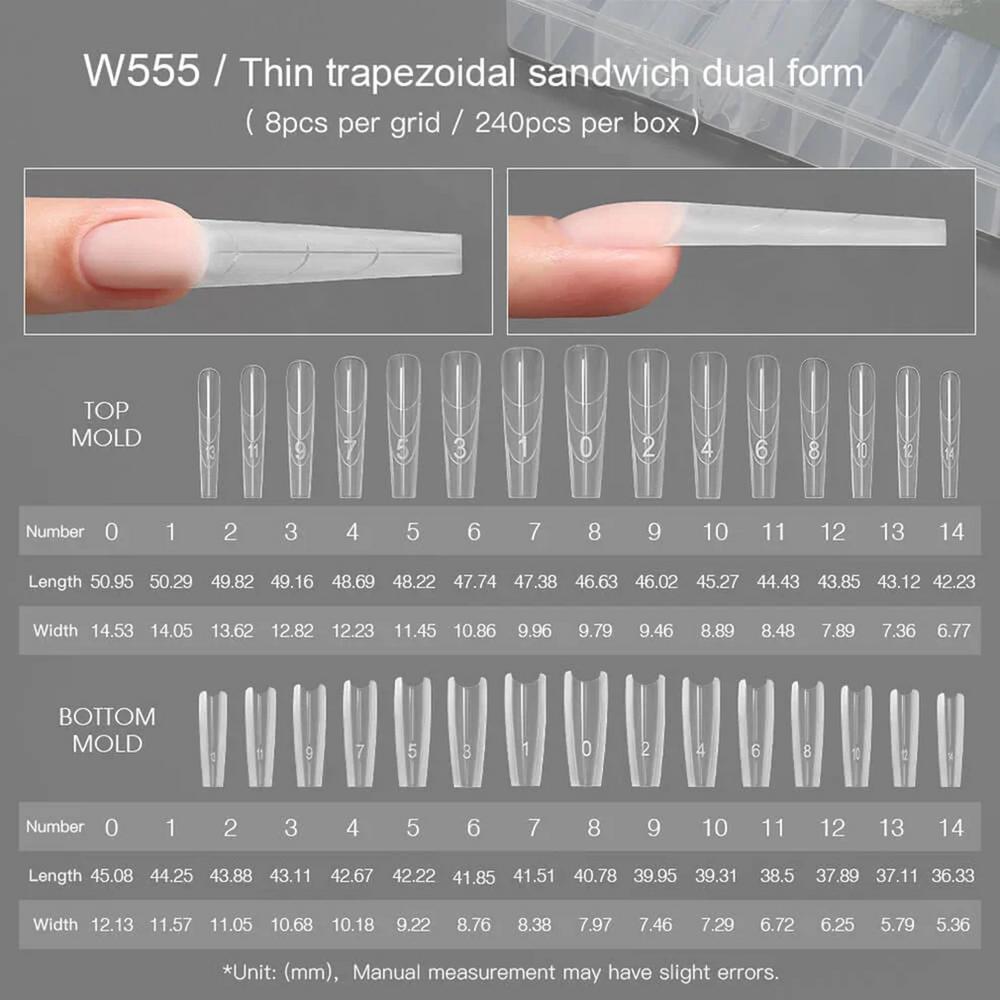 1set Nail Forms Fingernails Crafting Sandwich-Structure Gel Nail Extension Forms for Beginners Professionals Women Girlfriend