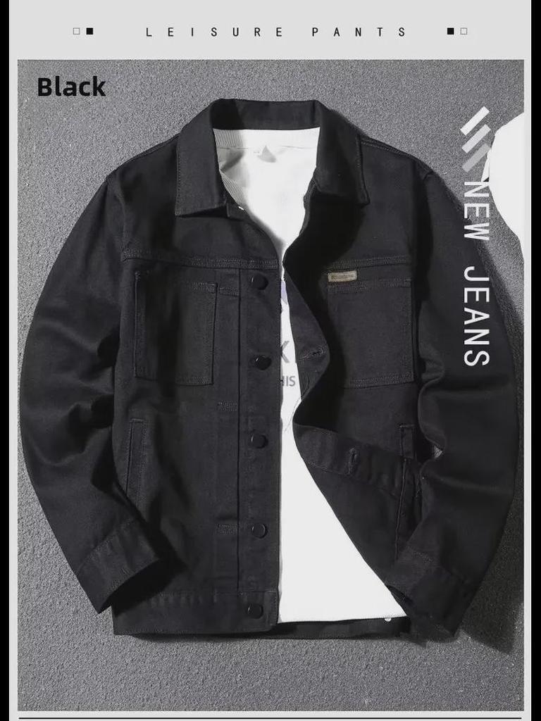 Pánská džínová bunda Slim Fit – hezký krátký styl s klopou na jarní a podzimní běžné nošení