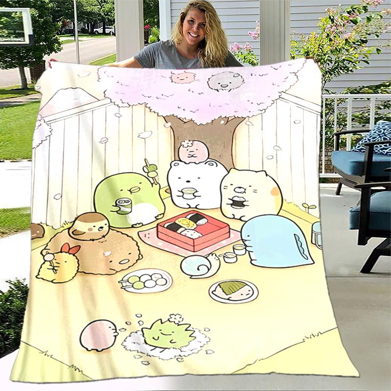 1pc Blanket Sumikko Gurashi Print Design, Lightweight Blanket for Sofa, Bed- Soft &Warm, Gift for All Seasons like Christmas, Halloween