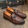 Fashion Luxury Brand Leather Shoes Brown Black Slip On Lattice Pattern Men's Casual Shoes Wedding Office Banquet Casual Loafers for Men