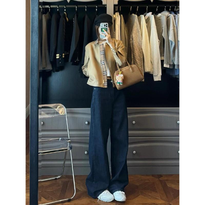 Womens Short Khaki Plaid Windbreaker Jacket 2026 Fall Loose Fit Cotton Blend Casual British Style Coat