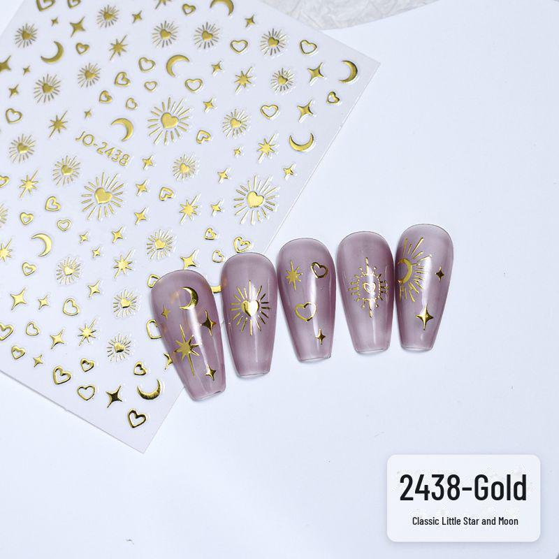 „Steaua și Luna Argintii Autocolante pentru unghii: Set de autocolante „Holow Love, Moon & Stars”