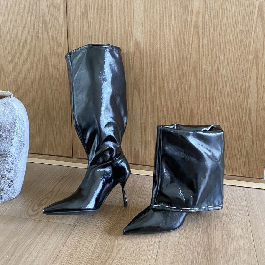 

Французские остроносые ботинки на тонком каблуке, два варианта носки, осень-зима 2025, новая модная универсальная обувь на высоком каблуке, тонкие ботинки для женщин 40