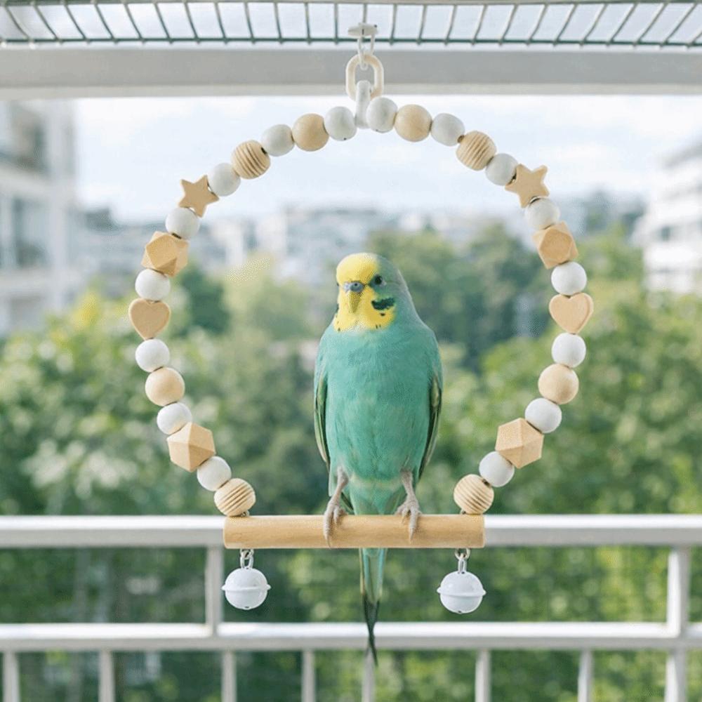 Wooden Parrots Perches Toys Sturdy Exercise Playstand Chew Toys Bird Cage Swing  Bird Training