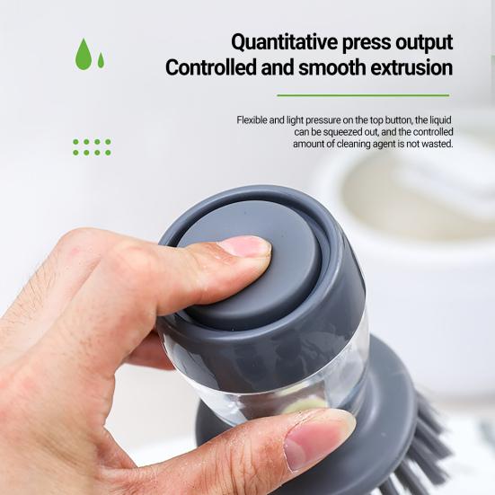 Pan Cleaning Brush Refillable Non-scratch Standing Type Kitchen Soap Dispensing Scrub