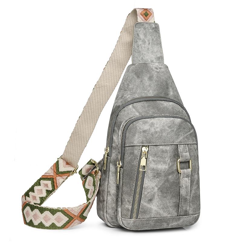 

Нагрудная сумка из искусственной кожи, женская сумка через плечо, сумка через плечо большой емкости серый