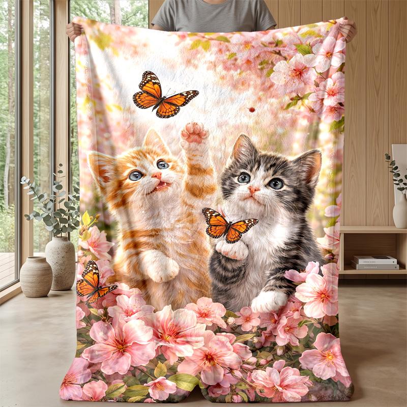Spiral Katze Garten Thema Decke Leicht Warm Flanell Decke Dekorative Überwurfdecke für Hausdekoration
