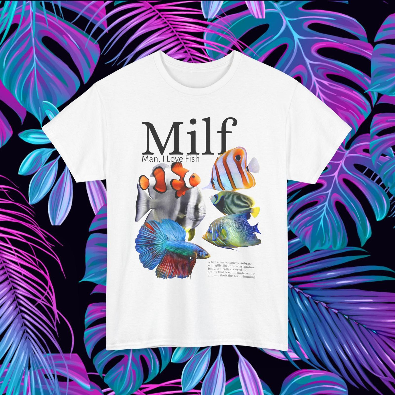 MILF мужик я люблю рыбу Футболка Смешной подарок для рыбалки Футболка Унисекс Хлопковая футболка 4XL