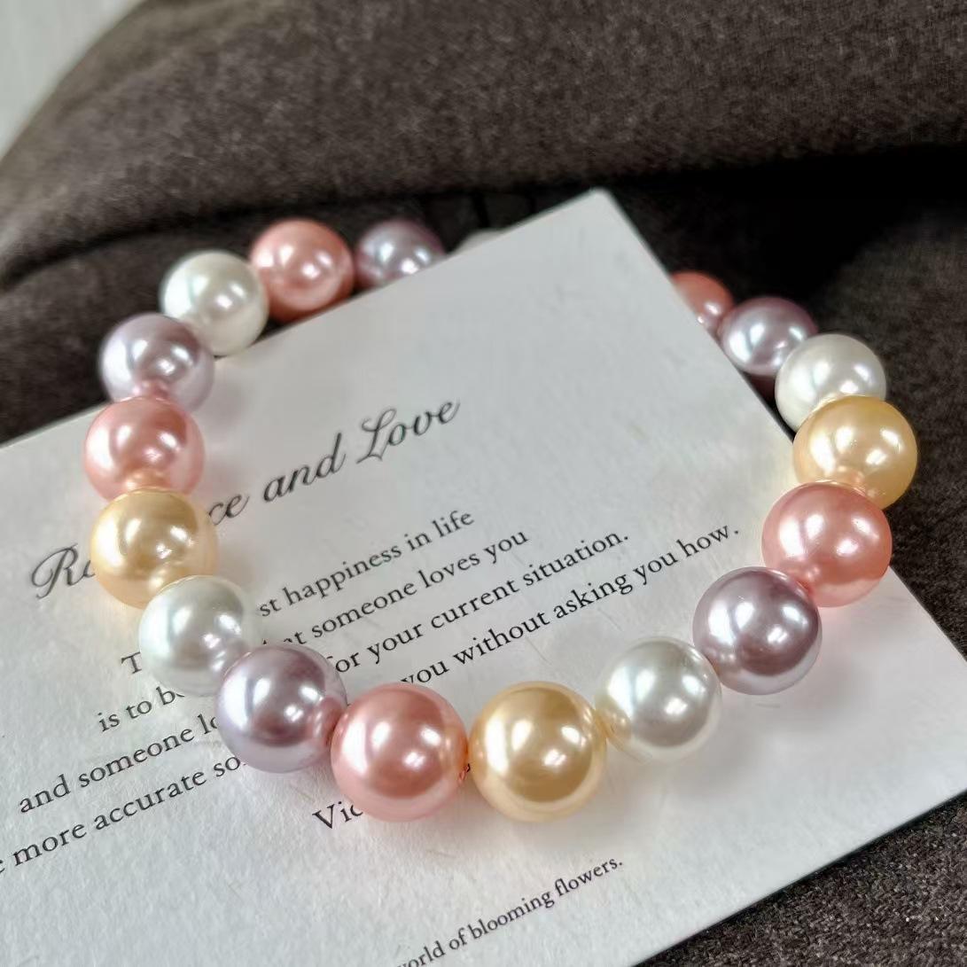 Vintage Morandi Color High Quality Strong Highlight Imitation Pearl Bracelet Bracelet