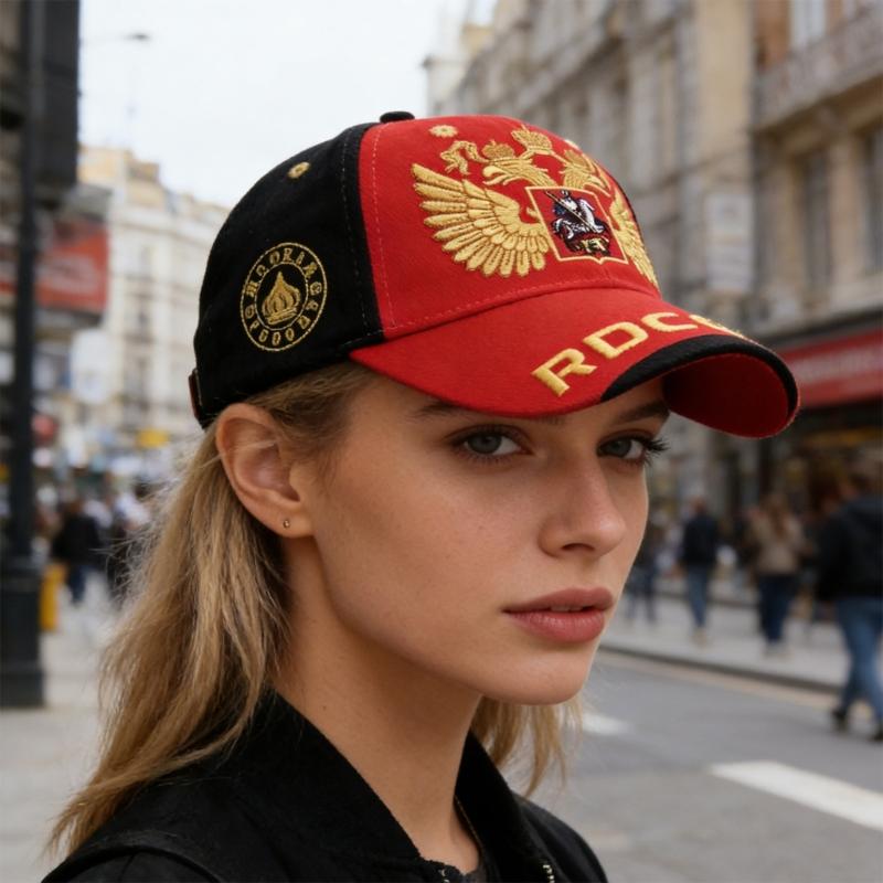 Russian Style Baseball Cap Cotton Adjustable Size 56cm to 60cm With Embroidery For Men Women Kids