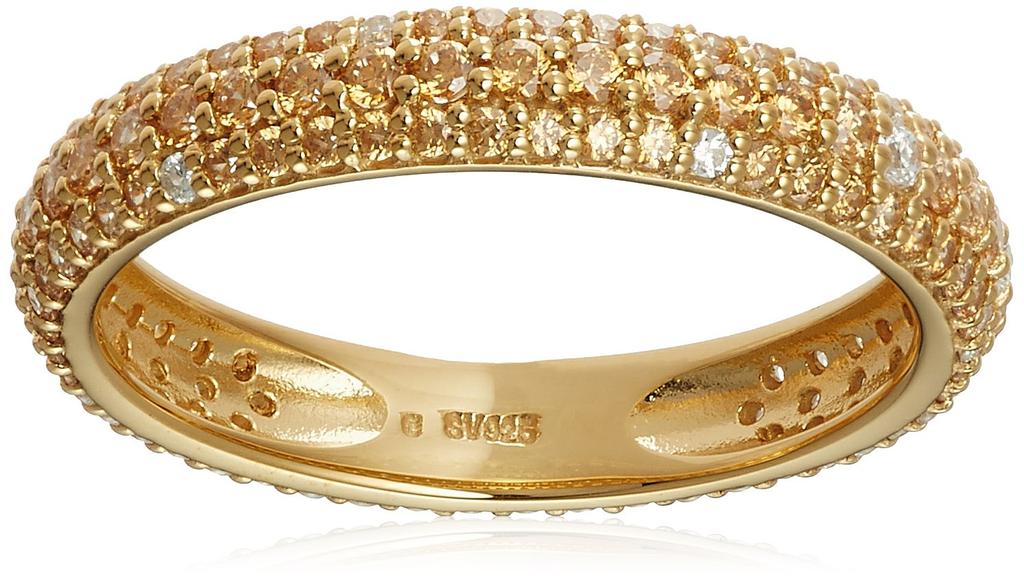 Bloom Silver and Yellow Gold Cubic Zirconia Japanese Size 11 Pavé Ring, 0770-0440-0013-0011,