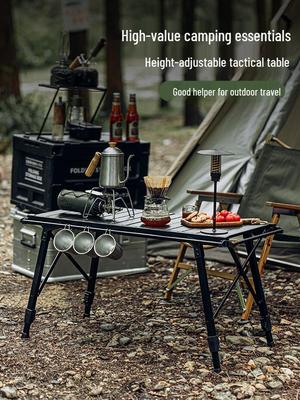 Adjustable Aluminum Folding Table - Portable & Multifunctional for Camping, BBQ, Picnic