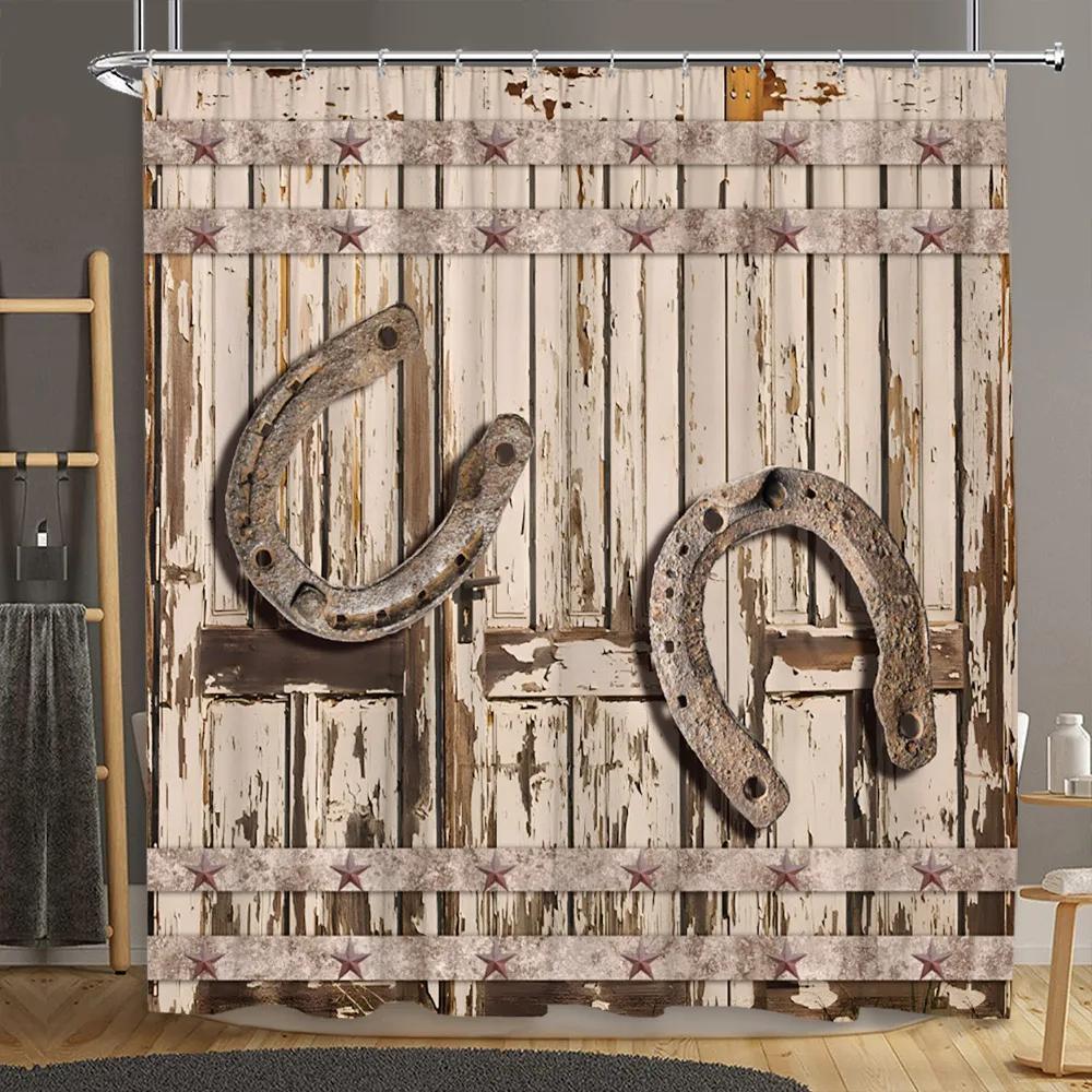 Brick Wall Shower Curtain Botanical Flower Natural Farm Vine Barn Rustic Wood Panel Home Polyester Fabric Bathroom Decor Curtain