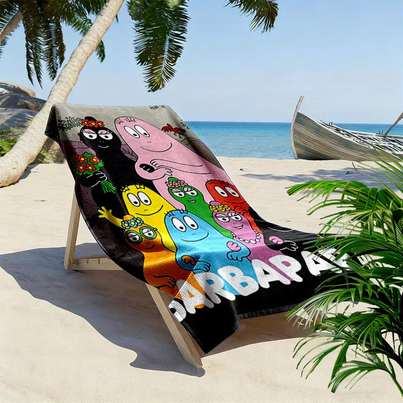 Barbapapa Family Print Beach Towel, Large Soft Quick Dry Towel for Beach Camping Swimming