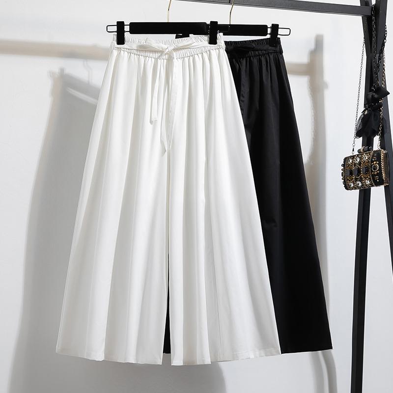 DIMANAF 2026 Summer New Plus Size Women Wide Leg Long Pants Trousers Waist Elastic Drawstring Loose Casual Long Pants