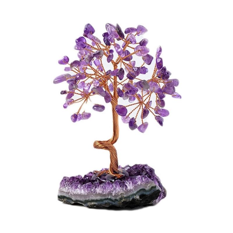 Fengshuis Crystal Bonsais Money Tree with Amethysts Cluster Base for Wealth and Prosperity Home Office Desktop Decors 1