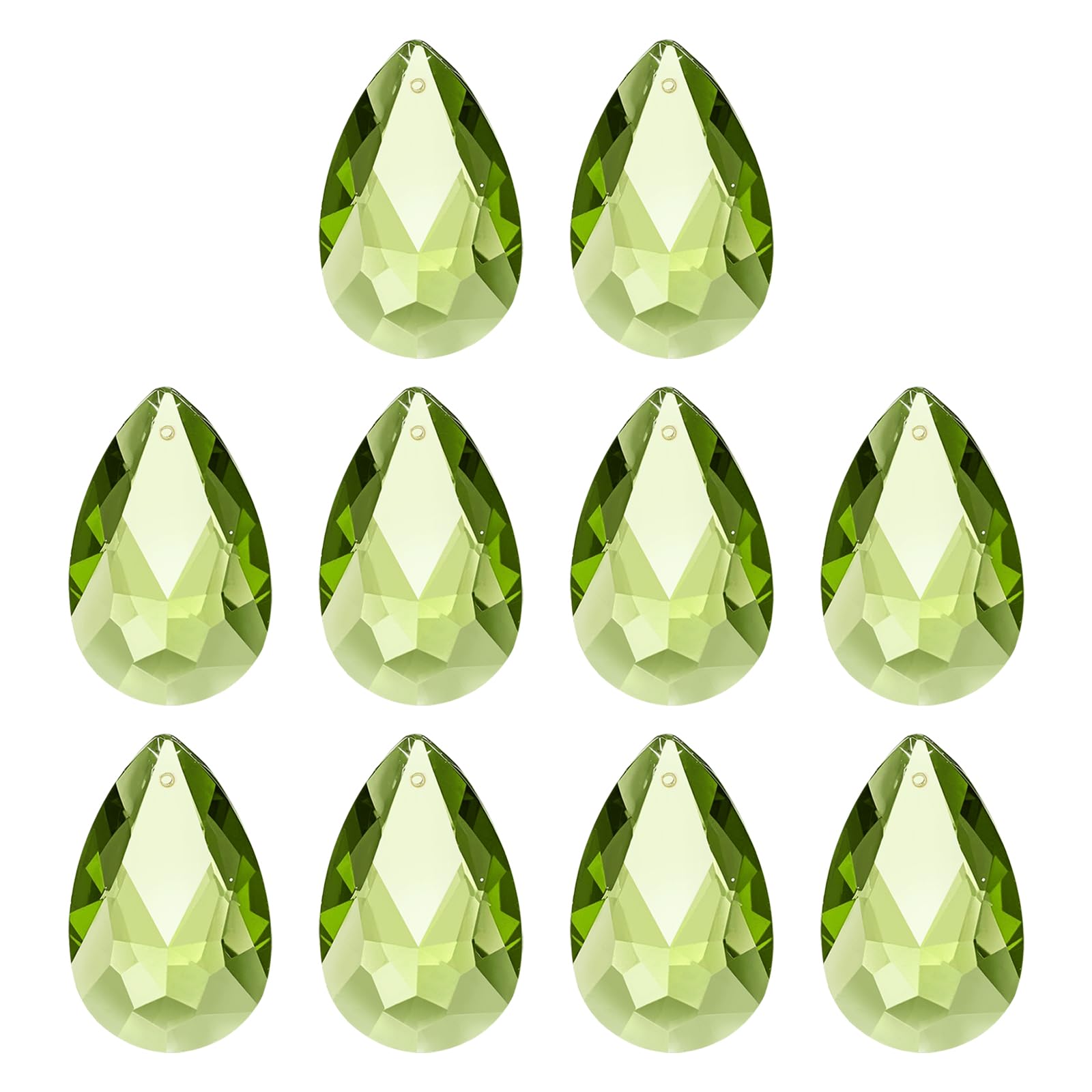 

PATIKIL 10-Pack Suncatchers, 38mm Teardrop Crystal Balls, Hanging Crystal Prisms for Window Decoration, DIY, Olive Green