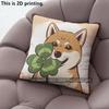 Shiba Inu Clover Lucky Throw Pillow Covers Pattern Cushion Cover Suitable For Sofa Bedroom Car Pillow Cover