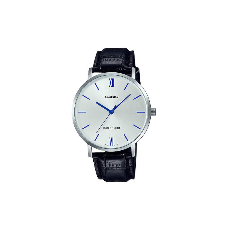 Casio STANDARD series pointer series fashion casual business simple heart of darkness classic waterproof quartz movement leather strap MTP-VT01L-7B1 серебряный