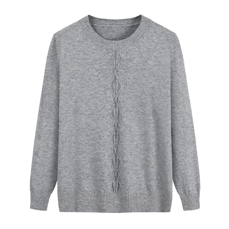 Women's Autumn/Winter Semi-High Neck Top: New Elastic Solid Color Sweater for Middle-Aged and Elderly