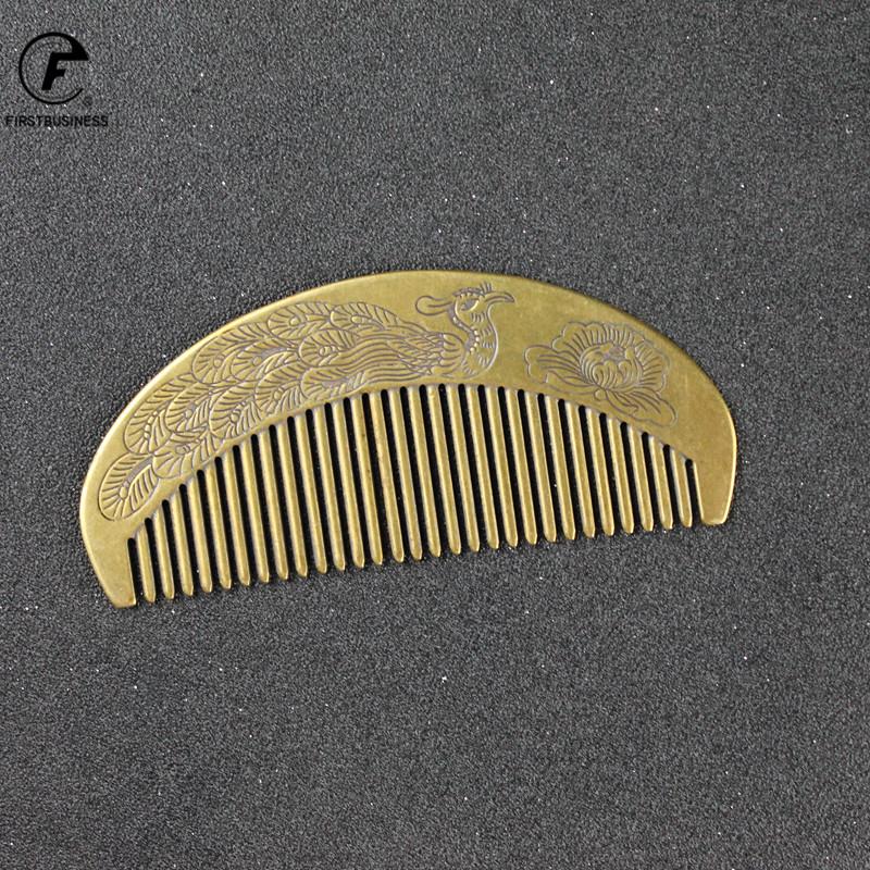 Chinese Style Phoenix Peony Elephant Hairs Brush Hair Comb Women Care Anti-Static Pure Brass Copper Tools Mother's Day Christmas