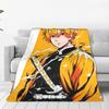 Flannel Throw Blanket Demon Slayer Kimetsu No Yaiba Japanese Agatsuma Zenitsu Anime Blankets Soft Bedspread for Bed Home Travel