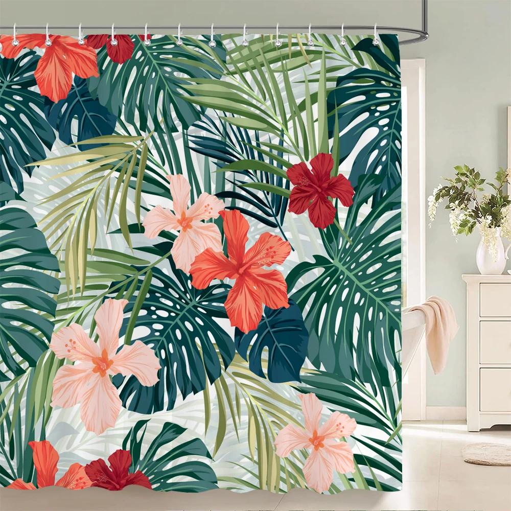 Flowers Pattern Shower Curtains Waterproof Polyester Bath Screen Curtain for Home Decoration Bathroom Printed Shower Curtain
