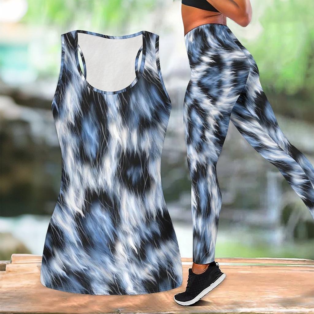 Kadınlar İçin Leopar Desenli Yoga Kıyafeti Moda Egzersiz Taytları Fitness Spor Gündelik Yoga Seti Spor Takımı