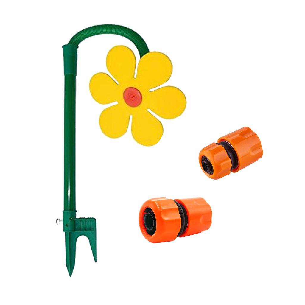 Outdoor Water Spray Sprinkler Toy for Kids and Toddlers Backyard Spinning Flower Toy Fun for Summer 3/4'' 1/2'' Adapters