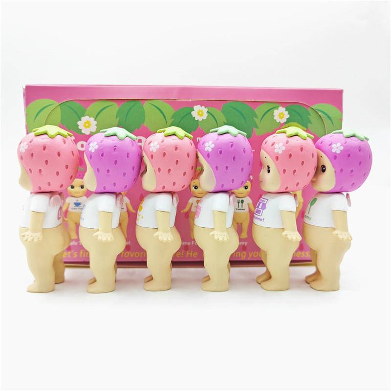 Entzückende Erdbeer-Engel-Figuren Blind Box PVC Sammelspielzeug für Kuchen Geschenke