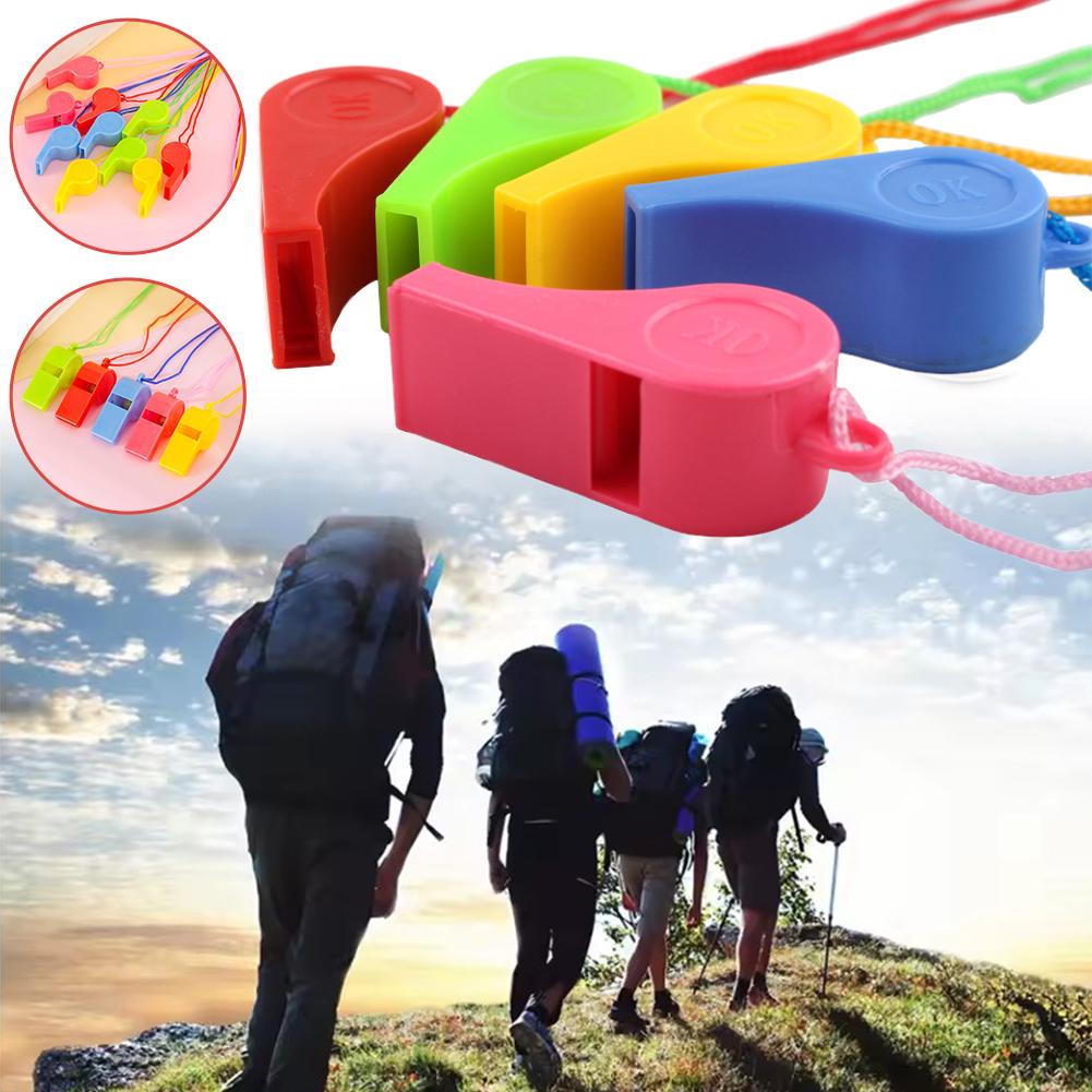 24pcs Plastic Whistle with Hanging Rope Colorful Bulk Whistles Cheerleading Supplies Cheering Props Activity Gifts