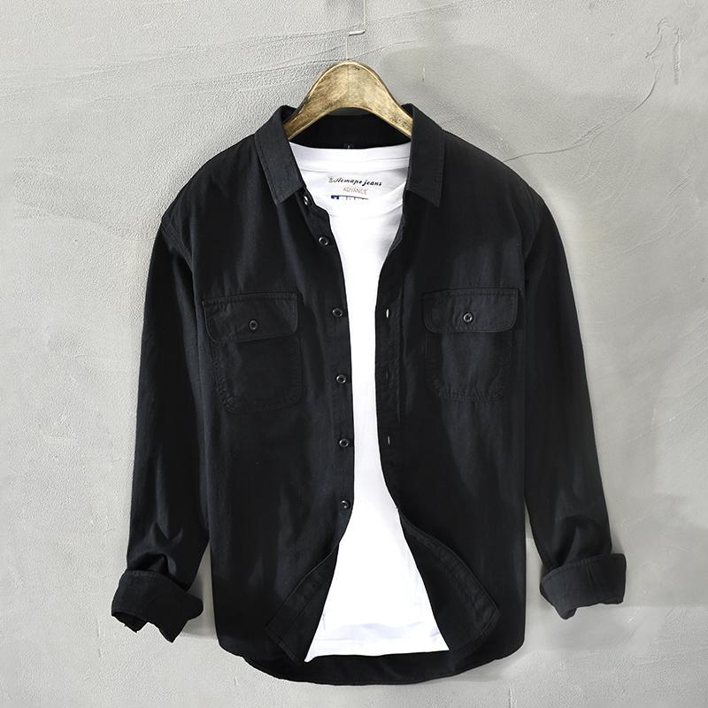 Turn-down Collar Shirts Simplicity Handsome Loose Man Casual Streetwear Button Pockets Capable Spring Summer Thin Men's Clothing