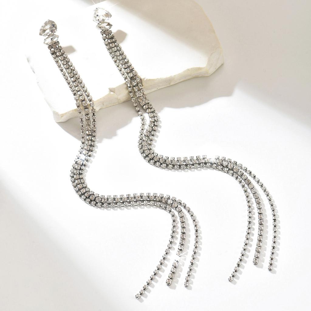 European and American cross-border design, personalized long chain silver earrings, earrings