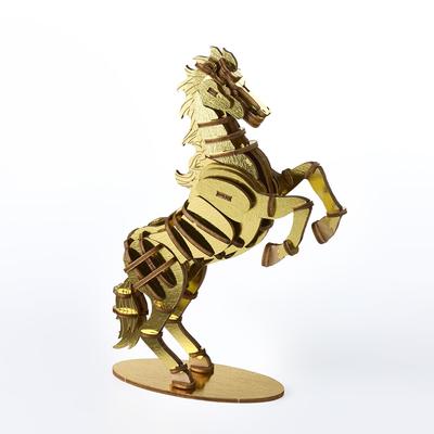 Ki-gu-mi Horse - A Wooden 3D Puzzle DIY Craft Kit That Can Be Enjoyed by Elementary School Children To Adults - An Educational Toy for Boys and Girls