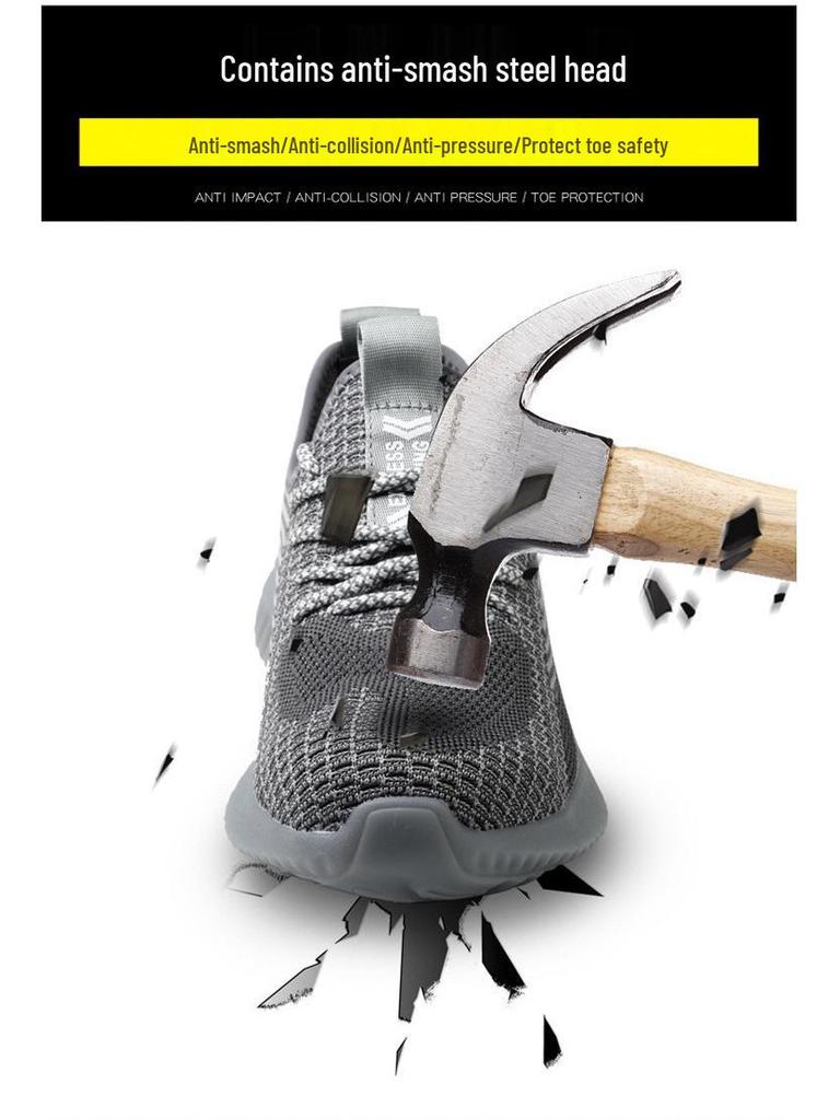 Herren Atmungsaktive Rutschfeste Sicherheitsschuhe - Stoß- und Durchstichfestes Sportschuhwerk