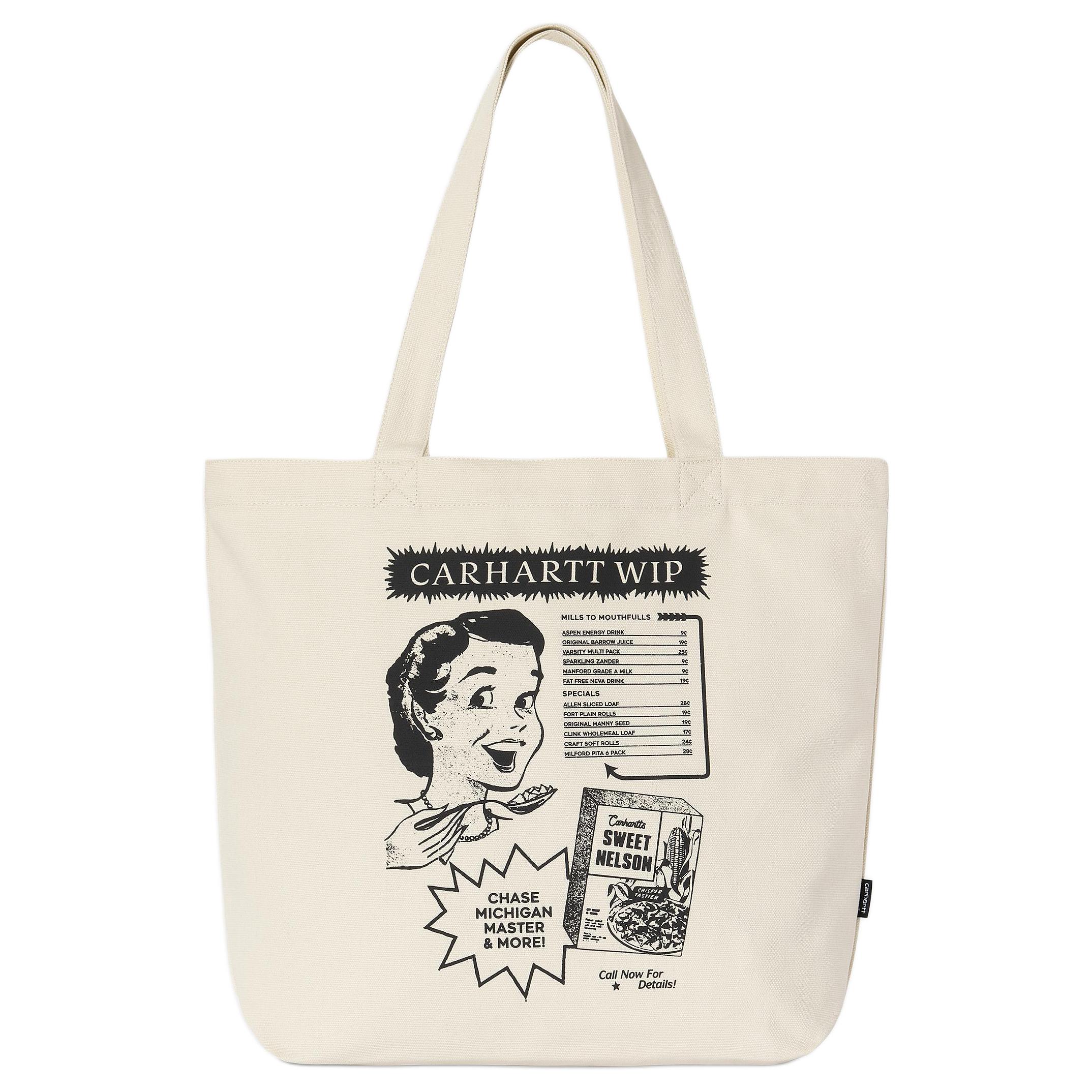 

New Carhartt WIP Cotton Tote Bag, Shopping Bag, Shoulder Bag Unisex Ecru I033975-2VX-XX 46.0*14.0*37.1CM