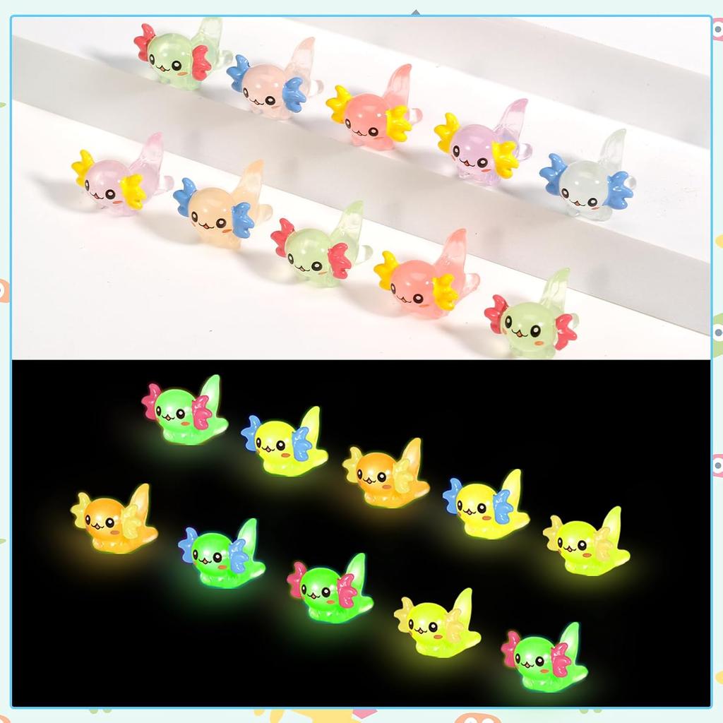 10/20 szt. Mini żywiczne aksolotl Miniaturowe brokatowe aksolotl Małe figurki zwierząt Ozdoba do ogrodu wróżek DIY Szklany pojemnik Roślina w doniczce