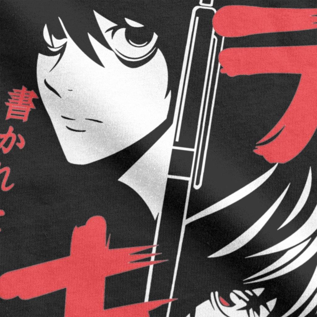 Men T-Shirts Deaths Notes Casual 100% Cotton Tees Short Sleeve L Lawliet Yagami Light T Shirts Round Neck Clothes 4XL 5XL 6XL