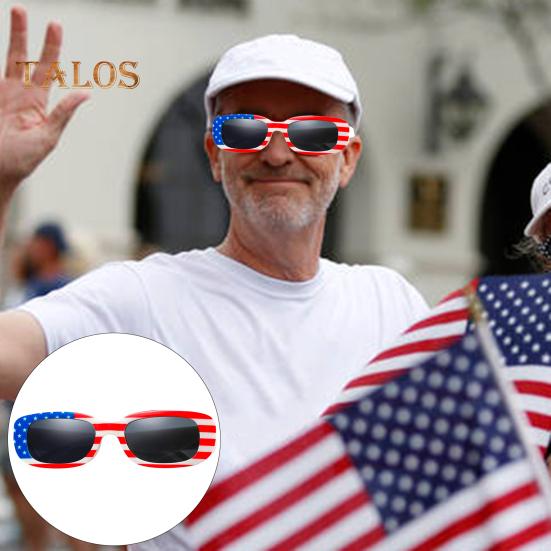 Sluneční brýle Den nezávislosti USA Potisk národní vlajky Oslava 4. července Blokování slunečního světla Anti-UV Unisex Silný pant Rekvizita pro focení Retro obroučky