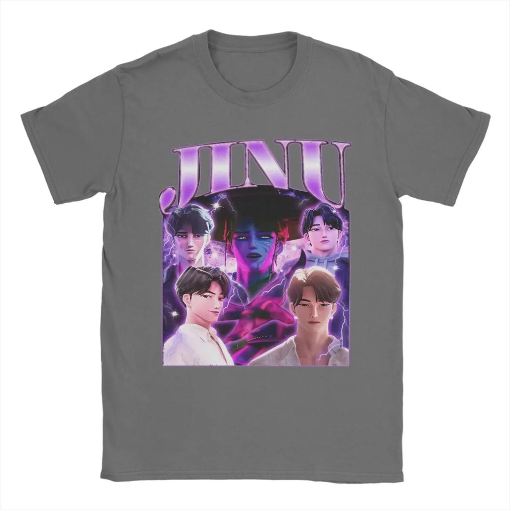 Jinu KPOP Demon Hunters 90-talsstil T-shirt Sommar T-shirts Herr Bomull Rund Hals Stor Storlek Kläder Korta Ärmar Streetwear TOPPAR